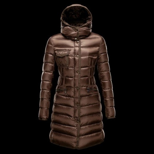 Moncler Donna lunghe e calde Giù cappotto marrone uscita M1076